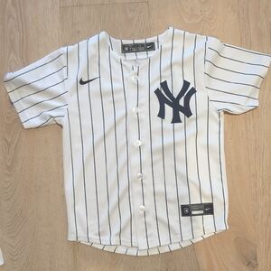 Nike Kids White and Navy Pinstripe Jersey